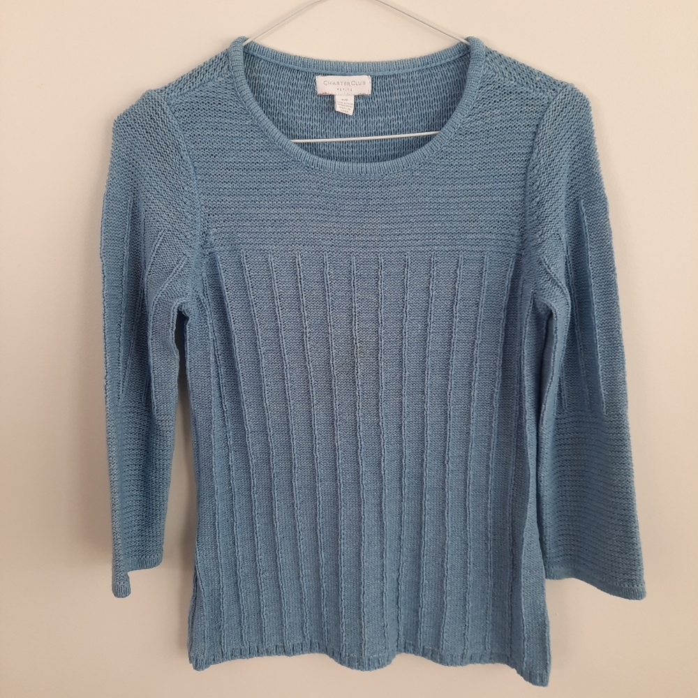 Charter Club 3/4 Sleeve Knit Pullover Size S